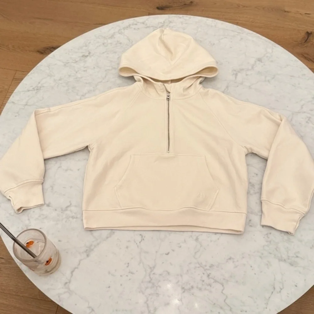 GAP Kids Cream Half Zip Hoodie Girls XL 12 Pullover Sweatshirt Ivory